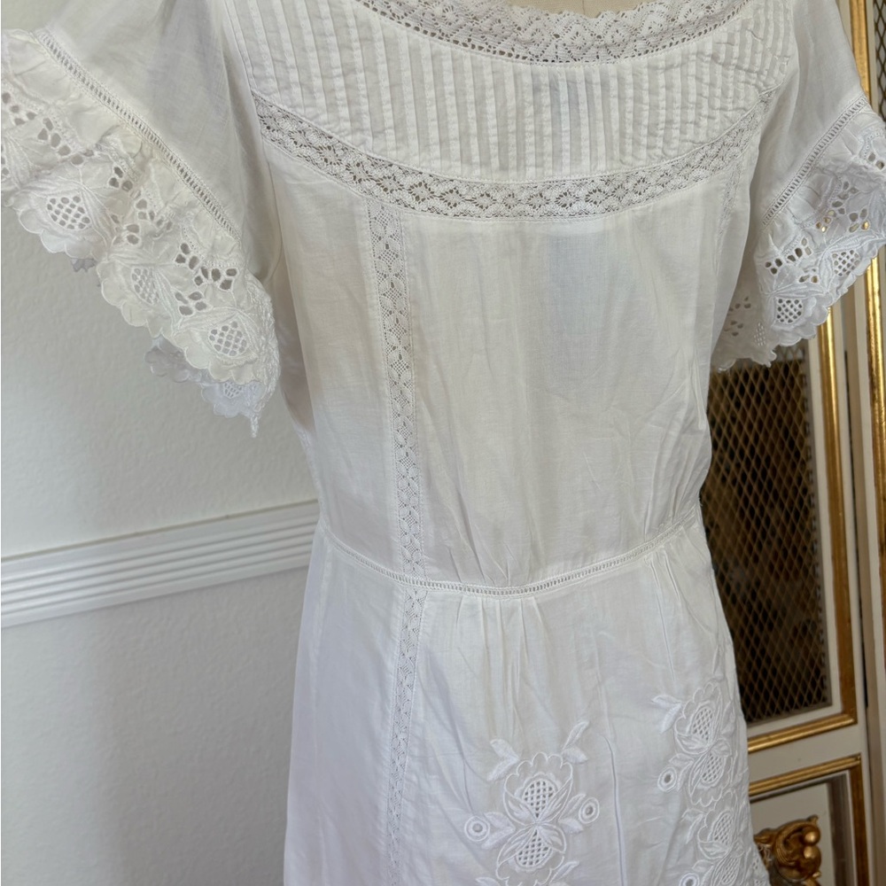 🤍 J.Crew White Eyelet Embroidered Midi Dress – Size 6 - Picture 7 of 9